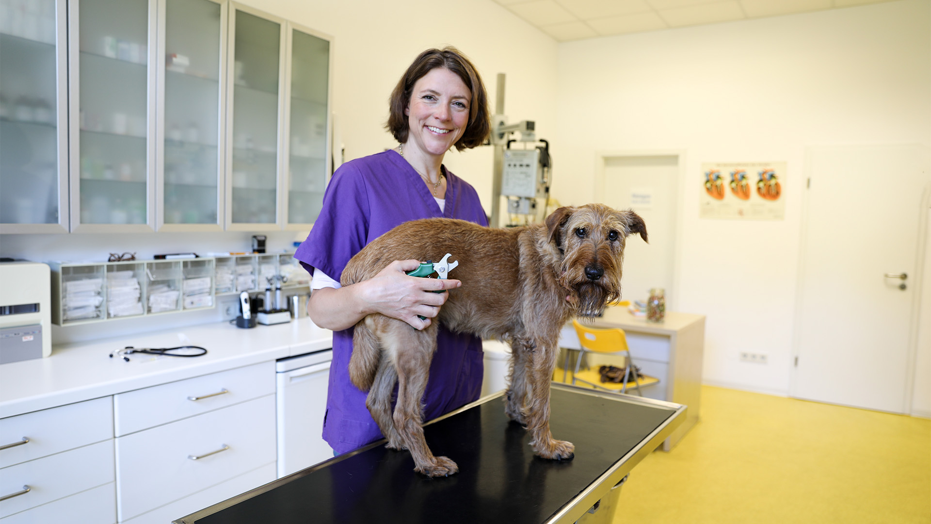Amelie Ratjen mit Hund im Behandlungsraum